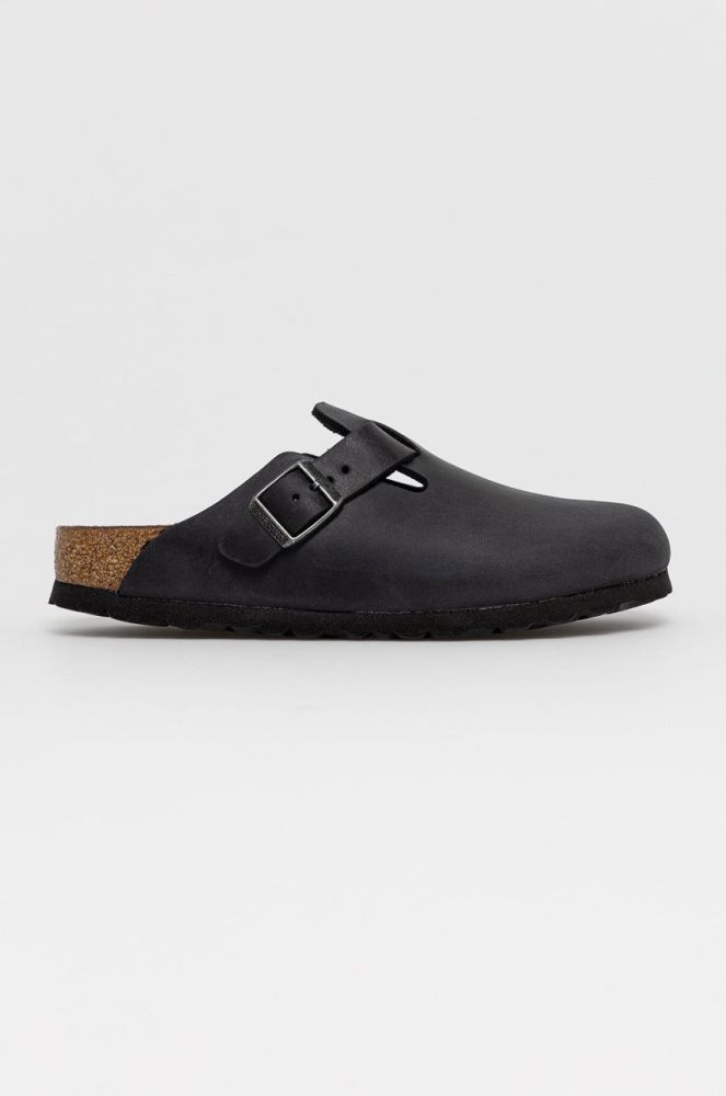 Шкіряні шльопанці Birkenstock жіночі колір чорний (1408697)