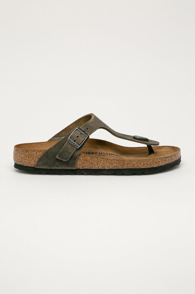 Birkenstock - Шкіряні в'єтнамки Gizeh колір зелений