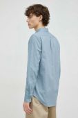 Сорочка з льону Samsoe Samsoe чоловіча regular комір button-down колір блакитний (3080568)