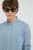Сорочка з льону Samsoe Samsoe чоловіча regular комір button-down колір блакитний (3080568)