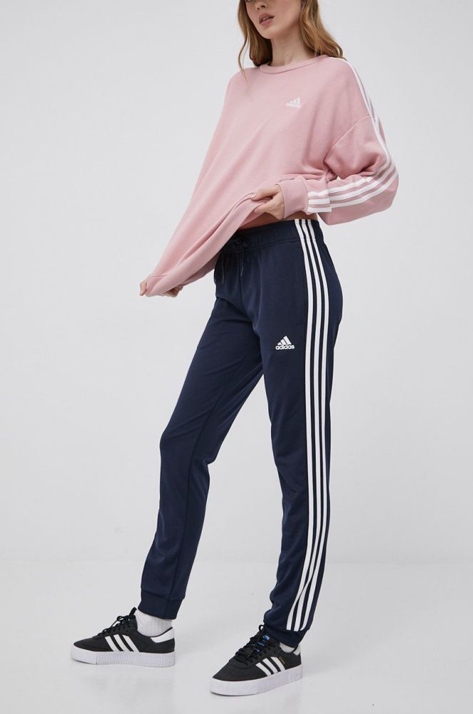 Штани adidas жіночі колір синій з аплікацією