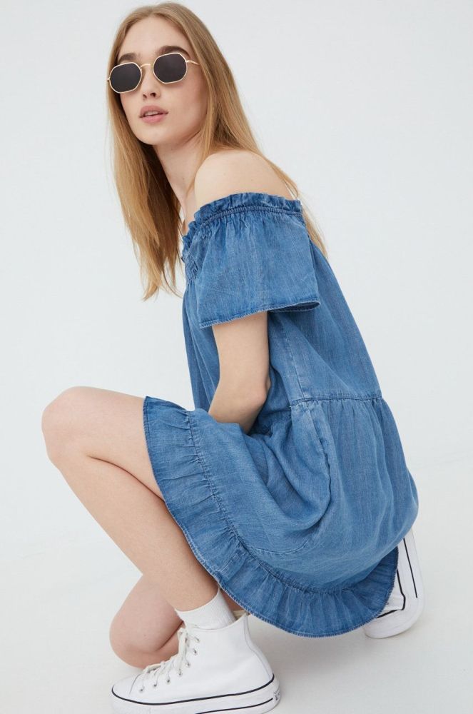 Сукня Superdry mini розкльошена колір блакитний (2356788)