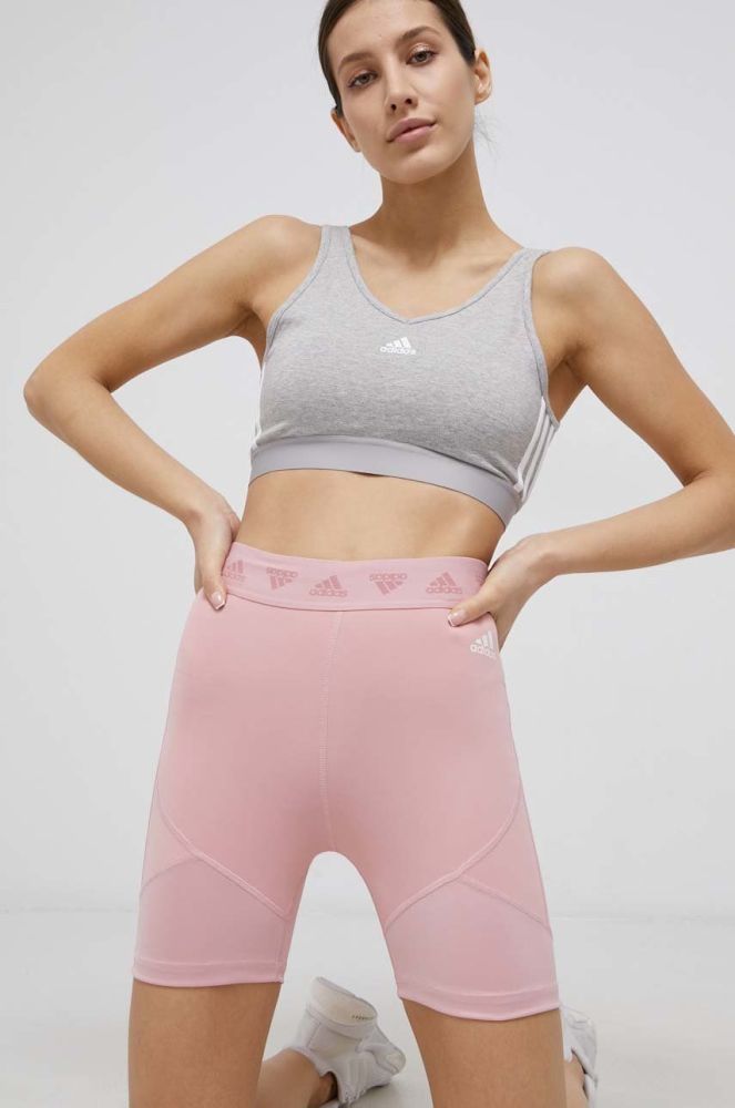 Шорти для тренувань adidas Performance HG8507 жіночі колір рожевий однотонні висока посадка