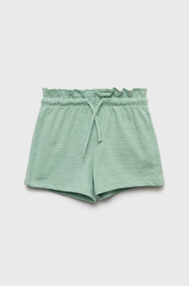 Дитячі бавовняні шорти United Colors of Benetton колір зелений однотонні (2408881)