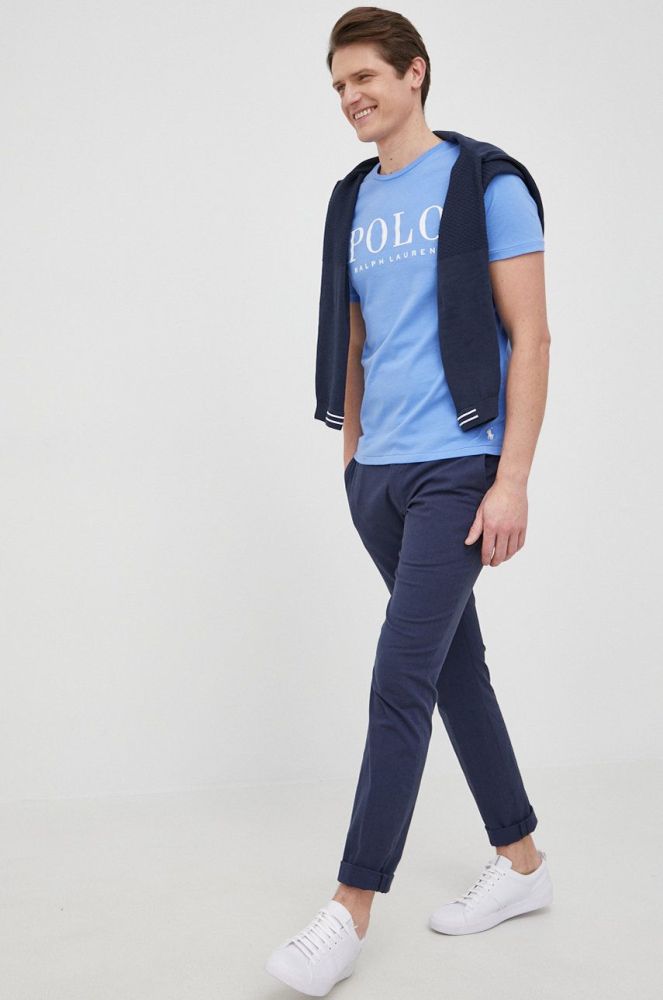 Бавовняна футболка Polo Ralph Lauren однотонний колір блакитний (2034917)