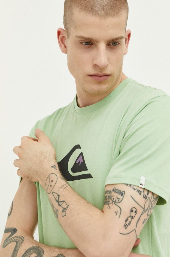 Бавовняна футболка Quiksilver колір зелений з принтом (2957070)