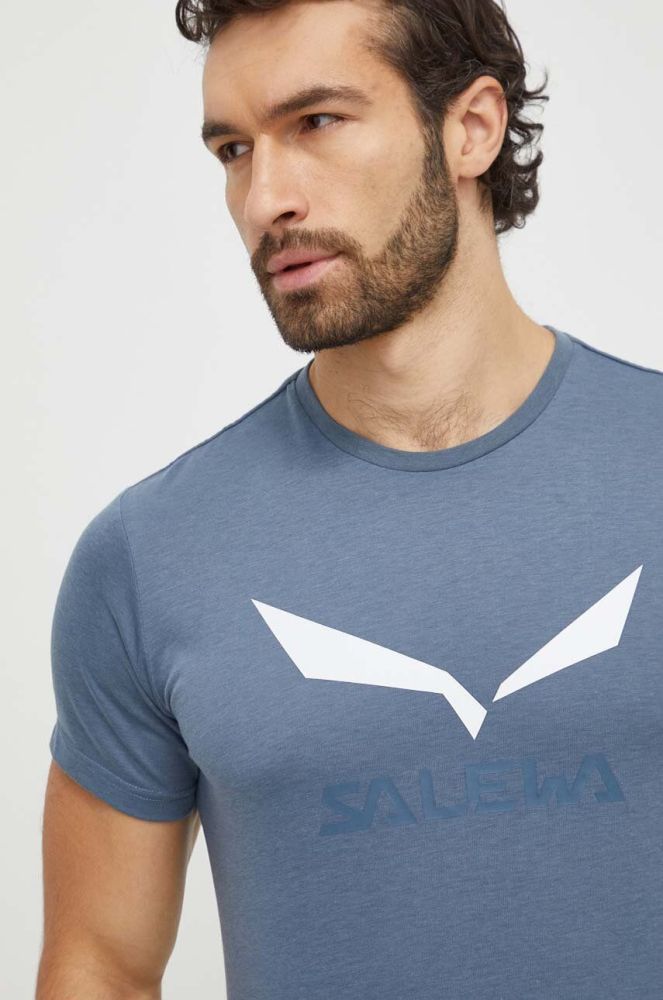 Спортивна футболка Salewa Solidlogo з принтом колір блакитний