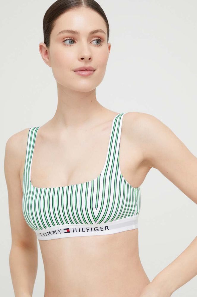 Купальний бюстгальтер Tommy Hilfiger колір зелений м'яка чашечка (3073015)