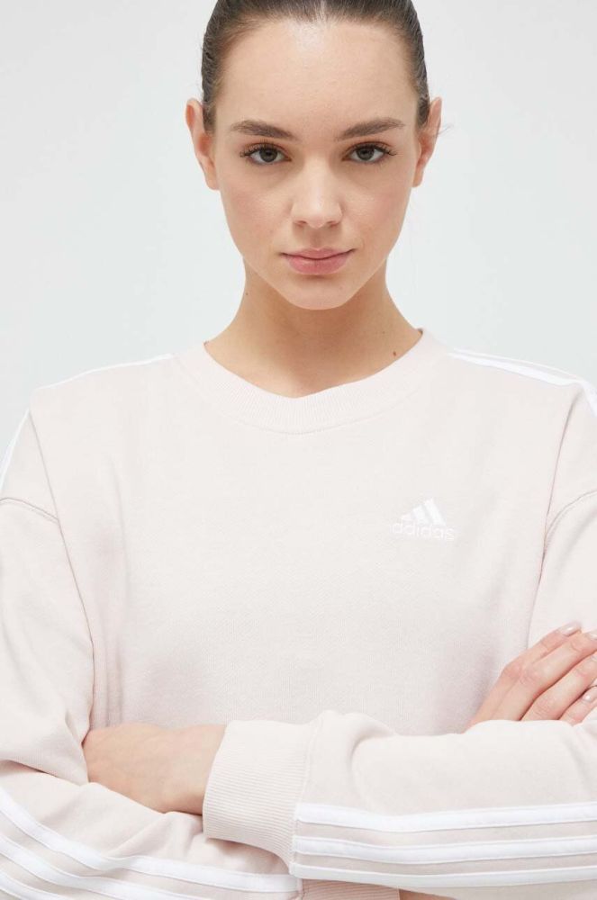 Бавовняна кофта adidas жіноча колір рожевий з аплікацією (3022003)