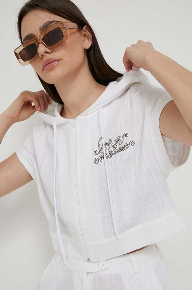 Сорочка з домішкою льону Love Moschino колір білий