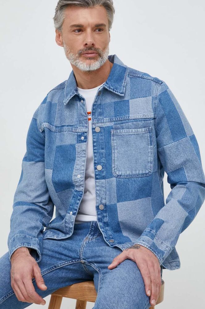 Джинсова сорочка Pepe Jeans Denton чоловіча regular класичний комір колір блакитний