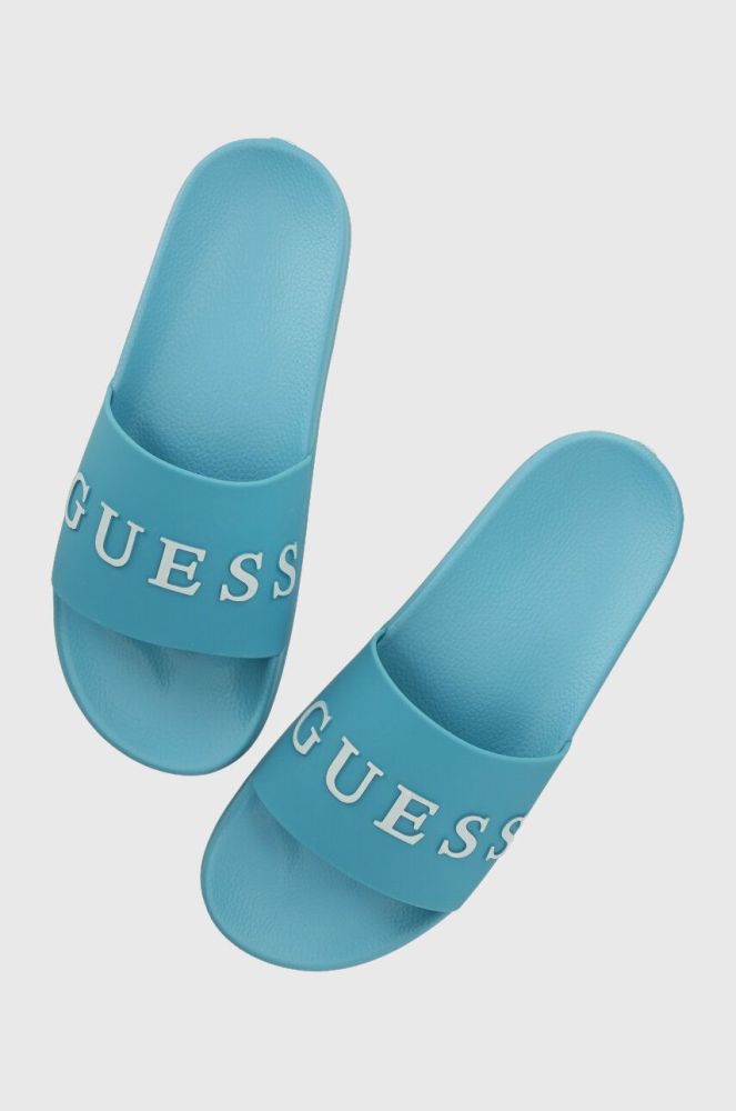 Шльопанці Guess SLIDES чоловічі колір бірюзовий F3GZ05 BB00F