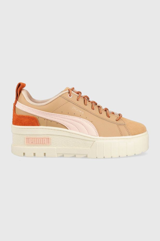 Шкіряні кросівки Puma Mayze Wedge Wild Women Wns колір коричневий