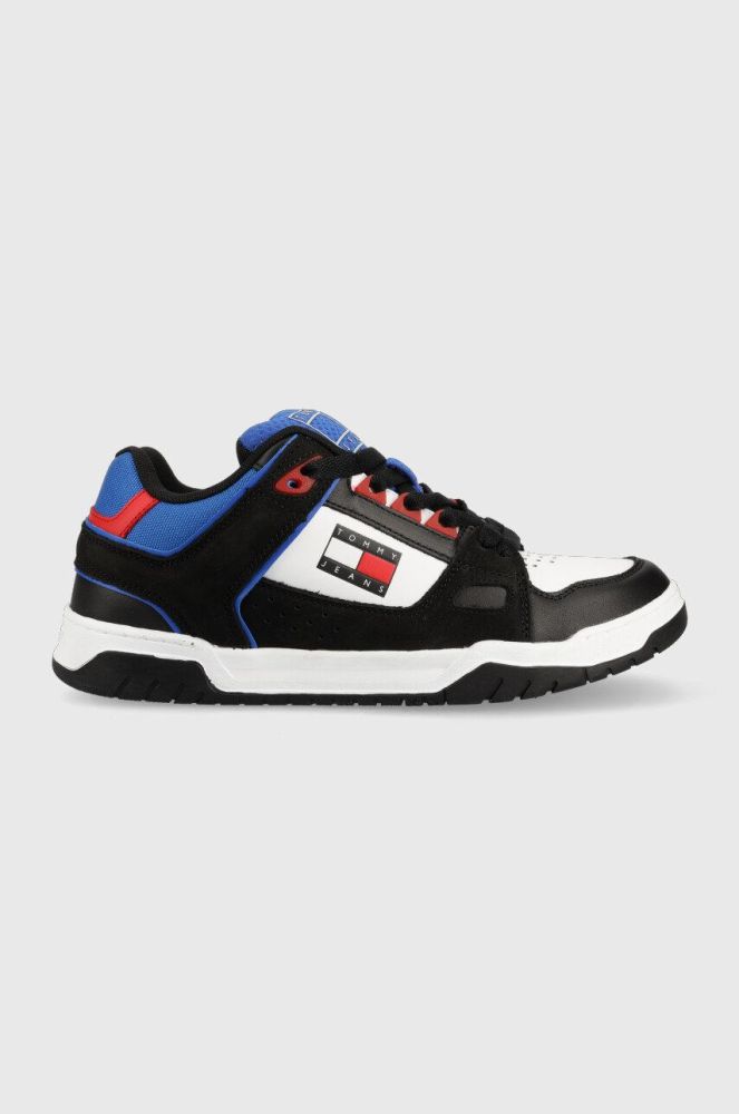 Шкіряні кросівки Tommy Jeans Skate Sneaker колір чорний