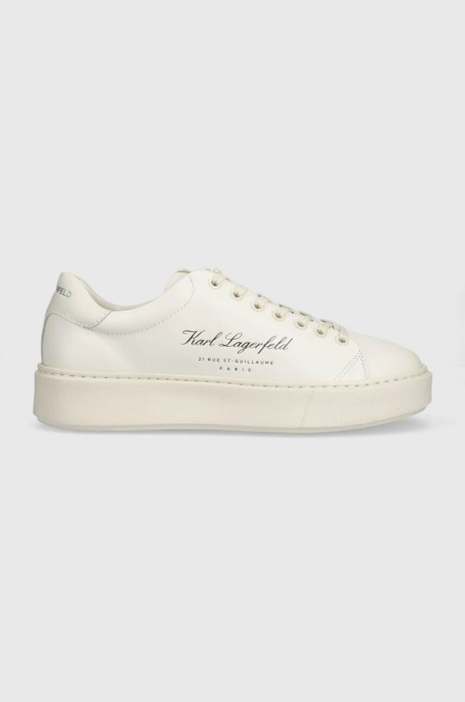 Шкіряні кросівки Karl Lagerfeld MAXI KUP колір бежевий KL52223