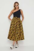 Спідниця United Colors of Benetton колір жовтий midi розкльошена