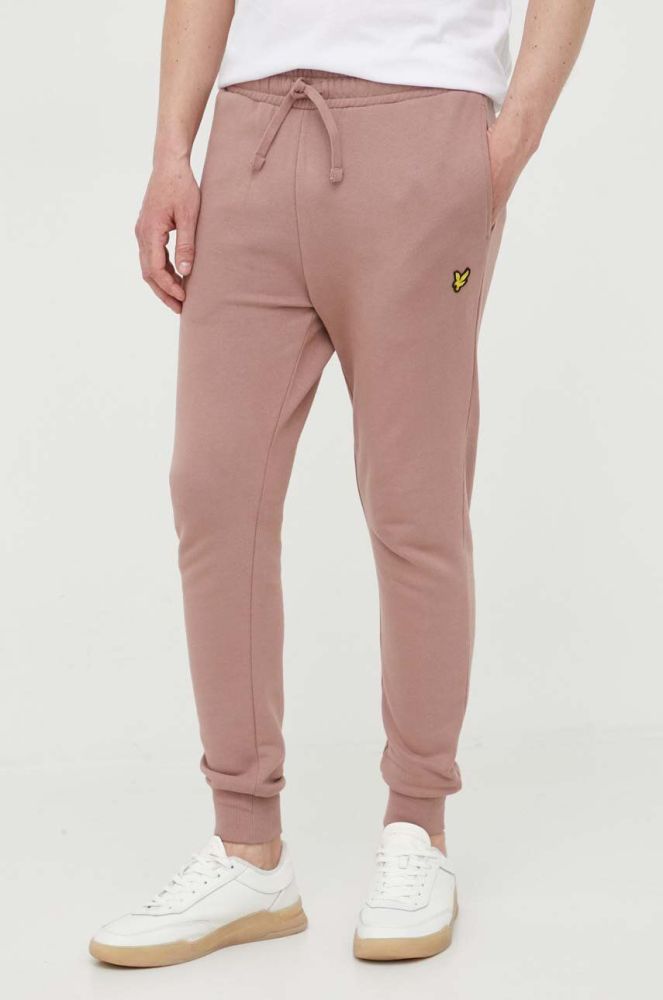 Бавовняні спортивні штани Lyle & Scott колір рожевий однотонні