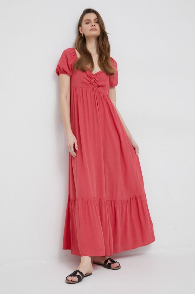Сукня Pepe Jeans Bernardette колір червоний maxi розкльошена