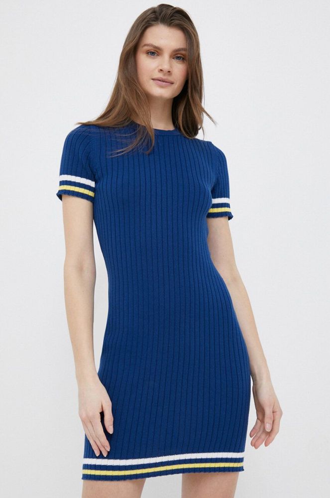 Бавовняна сукня United Colors of Benetton колір синій mini пряма