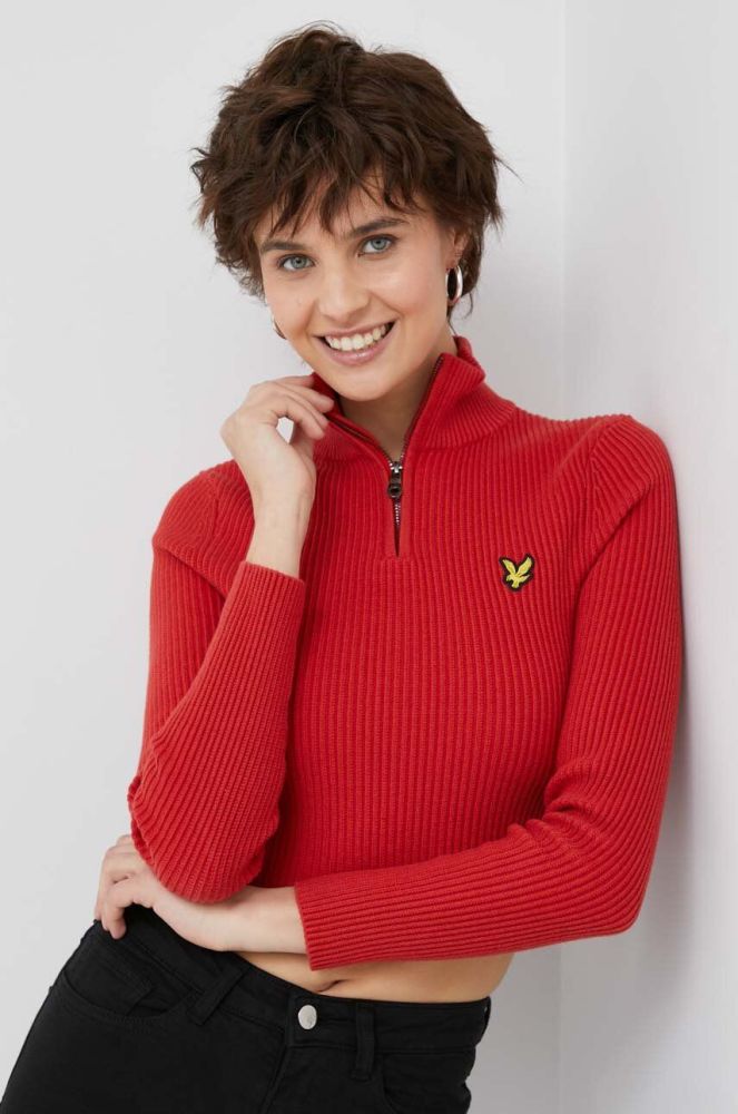 Светр з домішкою вовни Lyle & Scott жіночий колір червоний теплий