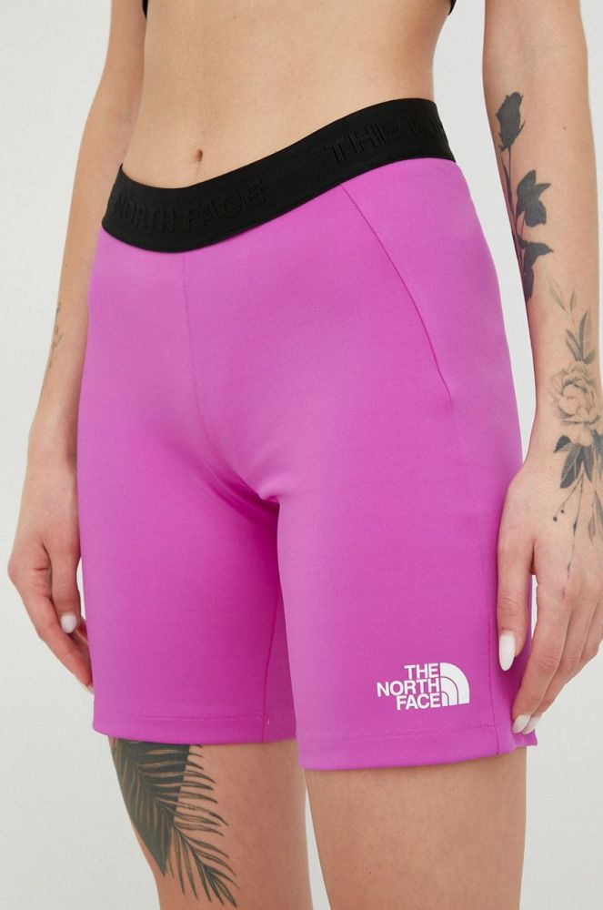 Спортивні шорти The North Face Mountain Athletics жіночі колір фіолетовий однотонні середня посадка