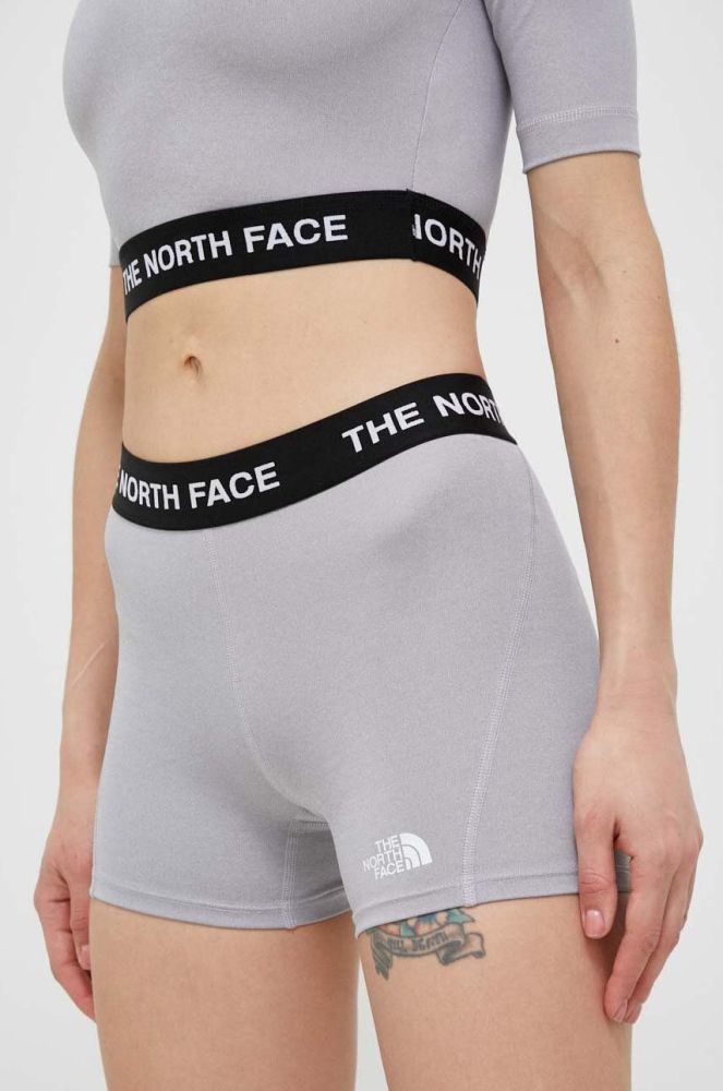 Шорти для тренувань The North Face колір сірий з принтом висока посадка