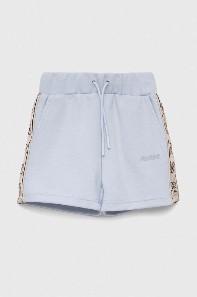 Дитячі шорти Guess колір фіолетовий з аплікацією регульована талія