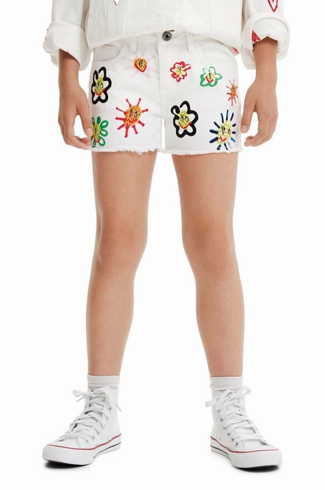Дитячі шорти Desigual колір білий з принтом