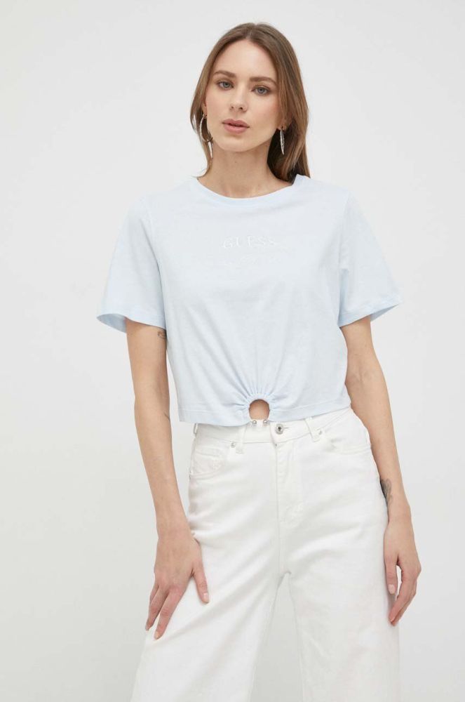 Бавовняна футболка Guess колір блакитний (3036999)