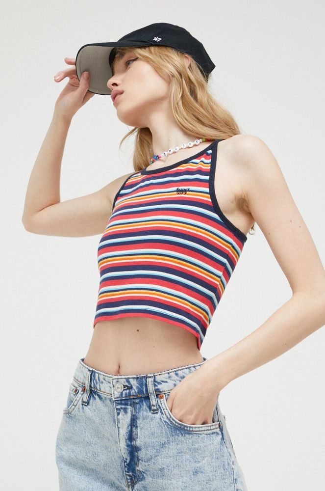 Бавовняний топ Superdry колір синій (3219292)