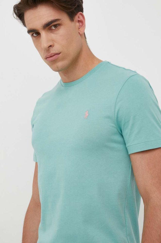 Бавовняна футболка Polo Ralph Lauren колір зелений однотонний (3309388)