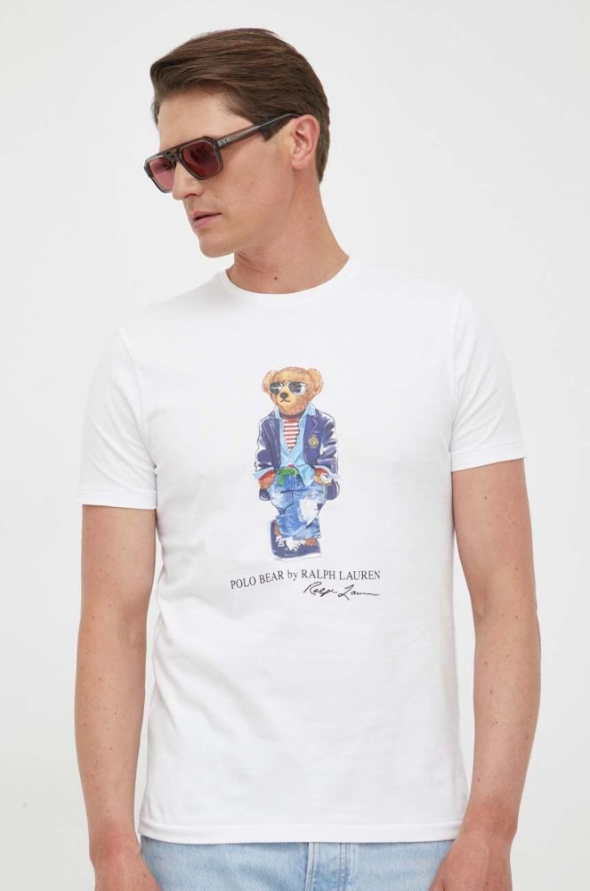 Бавовняна футболка Polo Ralph Lauren колір білий з принтом (3255164)
