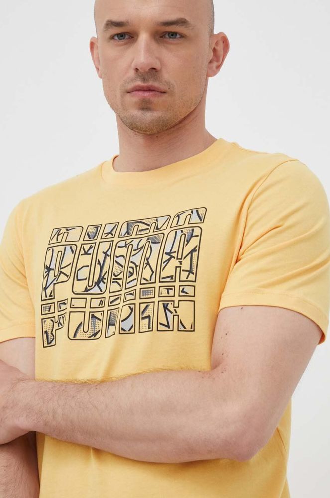 Бавовняна футболка Puma колір жовтий з принтом