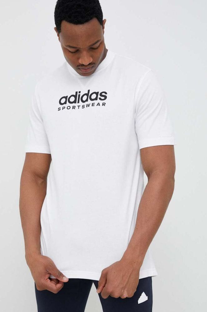 Бавовняна футболка adidas колір білий візерунок
