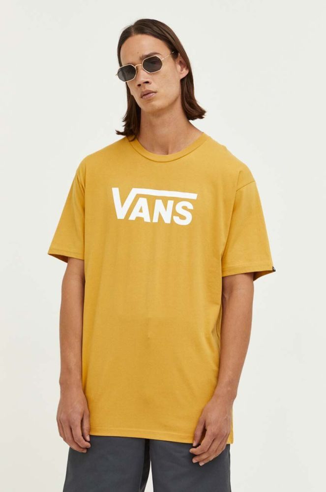 Бавовняна футболка Vans колір коричневий з принтом
