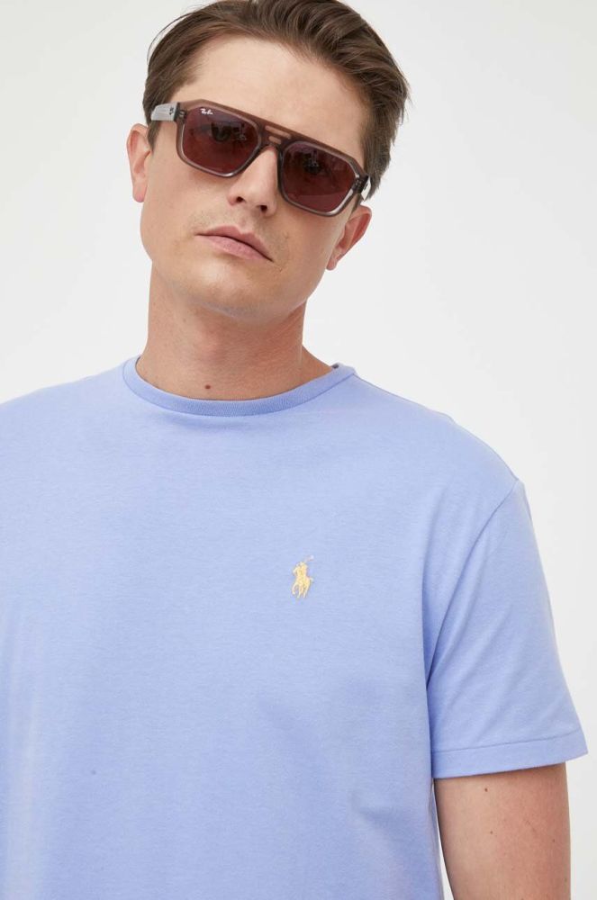 Бавовняна футболка Polo Ralph Lauren однотонний колір блакитний (3311275)